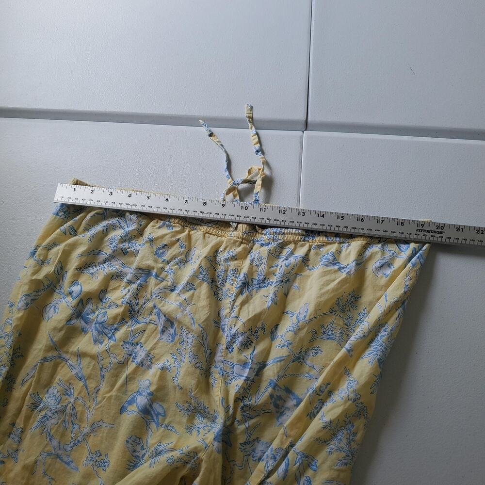 Ella Simone Pajama Set Womens 1X Yellow Bird Floral Capri Pants Button Top - Picture 11 of 13